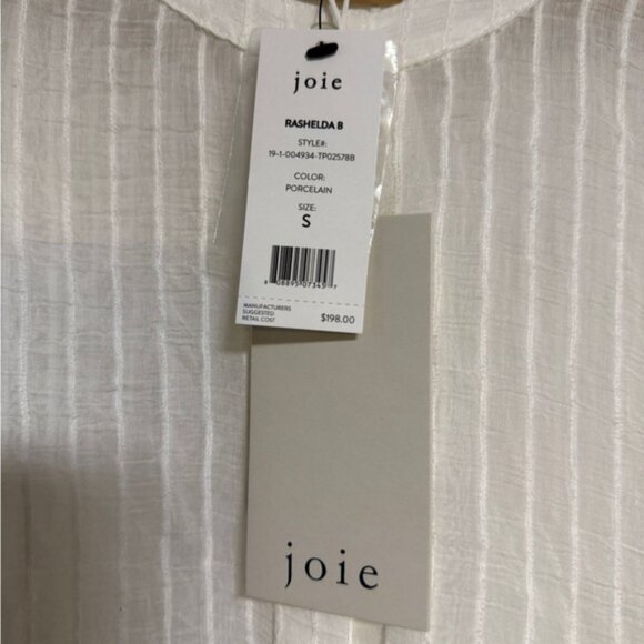 Joie Rashelda B Porcelain White Sheer Striped Blouse Women’s Size S - Picture 7 of 8